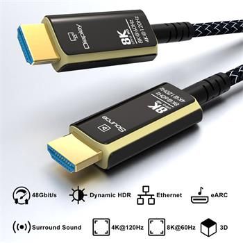 PremiumCord Ultra High Speed HDMI 2.1 optický fiber kabel 8K@60Hz,zlacené 20m