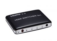 PremiumCord 4K@60hz HDMI switch 3:1 plastový s dálkovým ovladačem