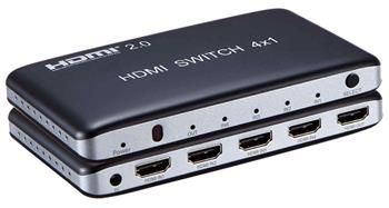 PremiumCord 4K@60hz HDMI switch 4:1 plastový s dálkovým ovladačem
